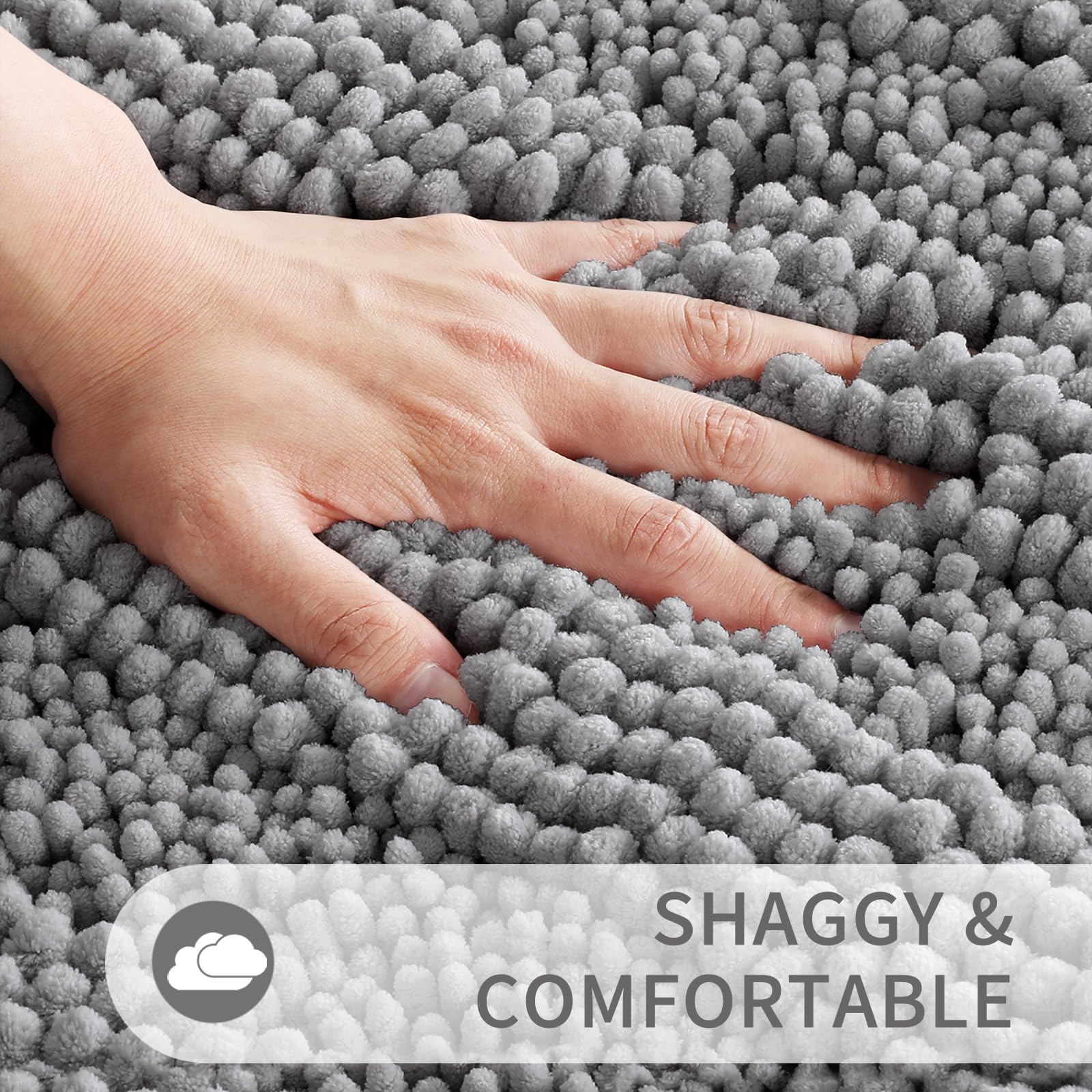 Yimobra Toilet Rugs U Shaped Washable 24 X 20, Non Slip And Super Absorbent Toilet Mat, Quick Dry, Ultra Luxury Microfiber Cheni